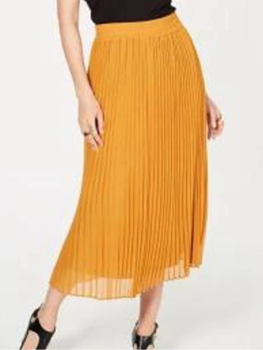J. Crew Pleated Midi Skirt in Mustard